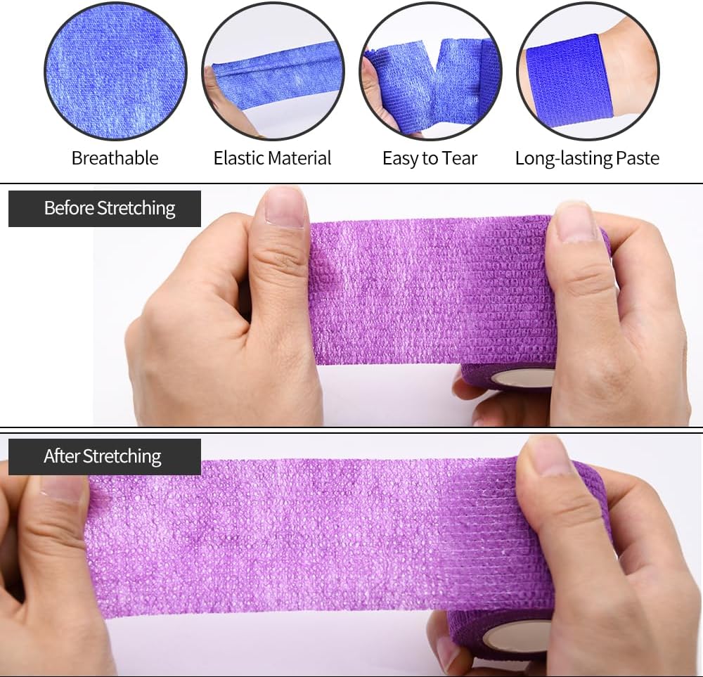 Skiennix Self-Adhesive Bandage Wraps - 6 Pcs, 5 Yards Each, 12 Color Options for Sports & Swelling