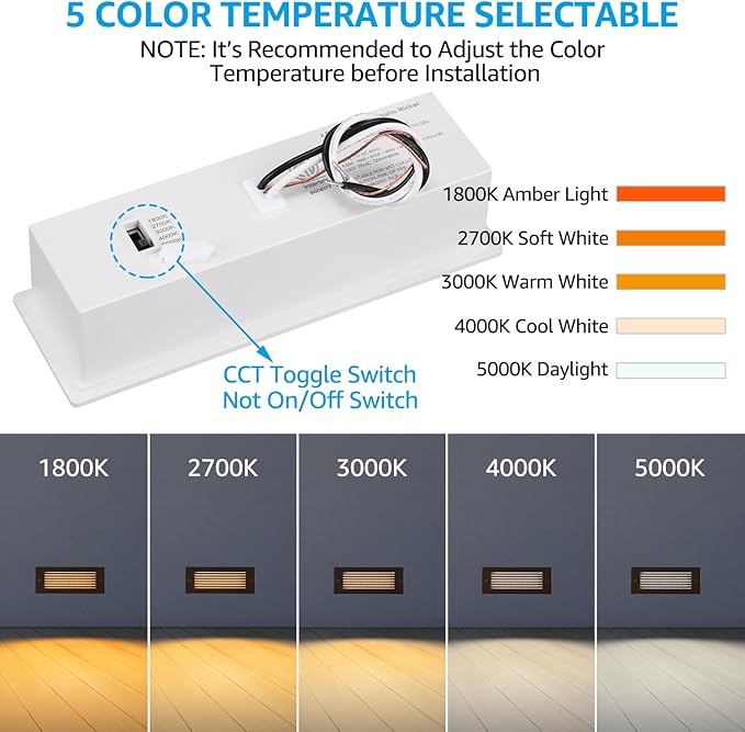 LEONLITE Update 5CCT LED Step Lights 120V-277V, Dimmable 4.5W 300LM Anti-Glare LED Deck Steps Stair Lights Outdoor, 1800K2700K3000K4000K5000K, CRI 90 & ETL, IP65 Waterproof, Oil Rubbed Bronze