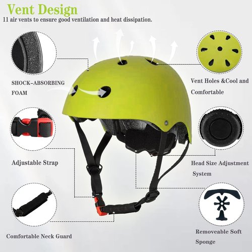 FOOKCIAN Kids Helmet - Adjustable Toddler Skateboard Helmet with Knee, Elbow & Wrist Guards | Ages 2-14