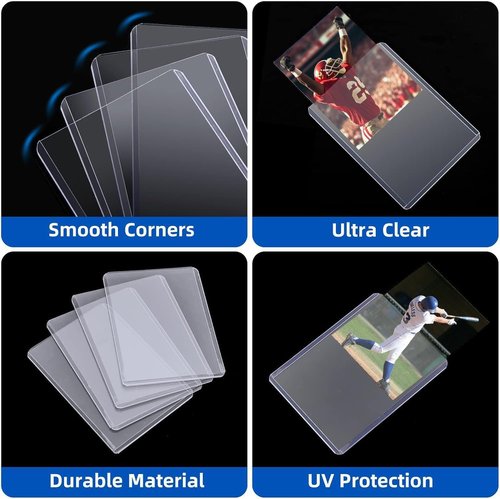 Arjiekwei 200 Card Sleeves - Premium Hard Plastic Protectors for Baseball & Football Cards | 3"X4" Size
