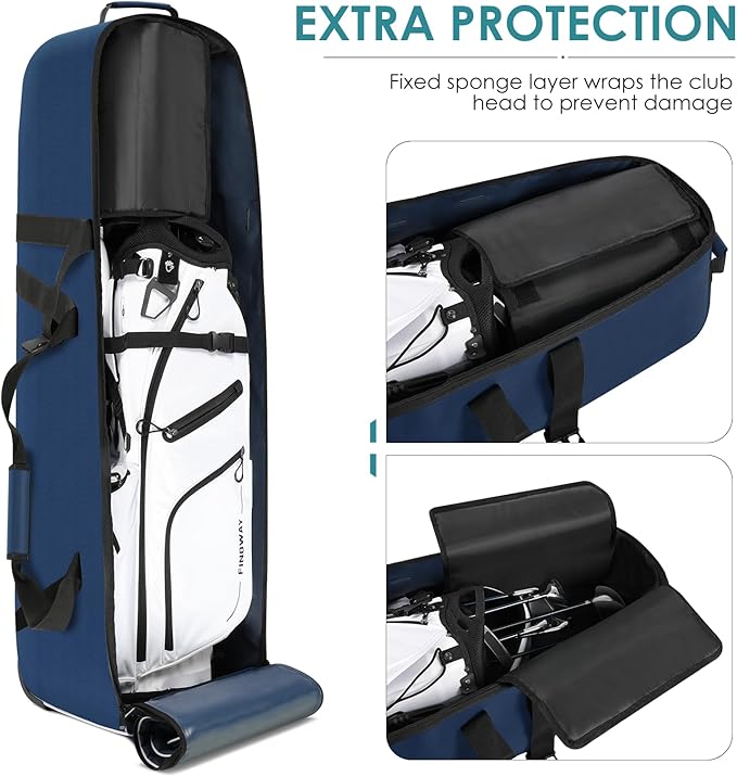 Findway Golf Travel Bag, Golf Travel Bag for Airlines with Wheels, 900D Heavy Duty Polyester Oxford Soft-Sided with Club Protection Liner, Universal Size