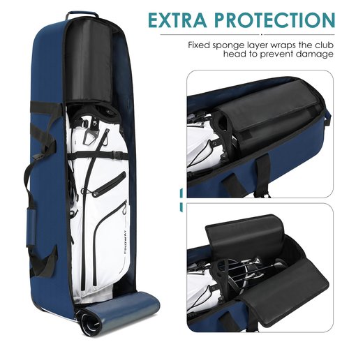 findway Golf Travel Bag, Golf Travel Bag for Airlines with Wheels, 900D Heavy Duty Polyester Oxford Soft-Sided with Club Protection Liner, Universal Size