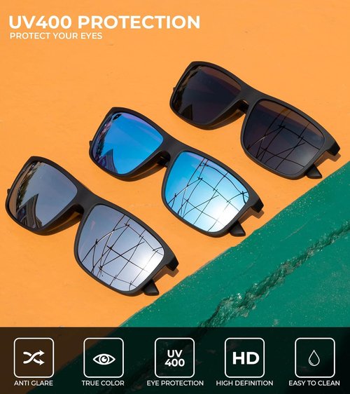 KALIYADI Polarized Sunglasses - UV Protection for Men & Women | Perfect for Driving, Fishing & Golf (3-Pack)