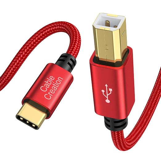 CableCreation USB B to USB C 10FT Printer Cable, MIDI Cable to USB C, Nylon