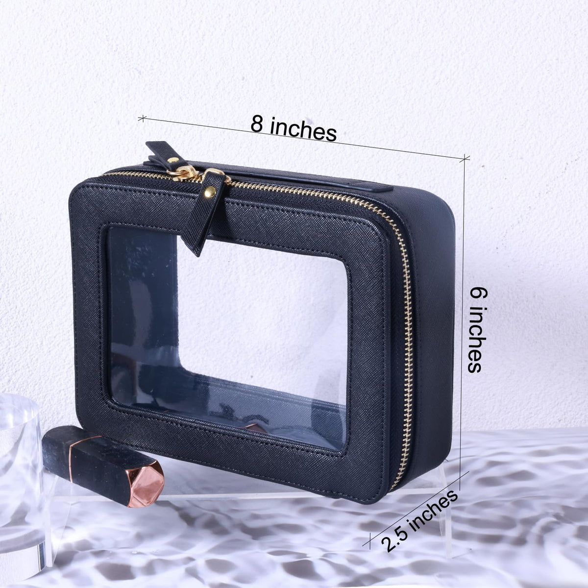 SANHECUN Toiletry bag waterproof cosmetic organizer with handle lagre opening for travelling car organizers(Black)