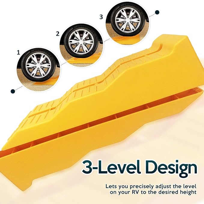 ZONETECH Automotive Leveling Ramps - 4 Packs Premium Quality Camper Trailer SUV Car Wheel Chocks, Leveler, Stabilizer on Uneven Ground- Great for Raising Auto