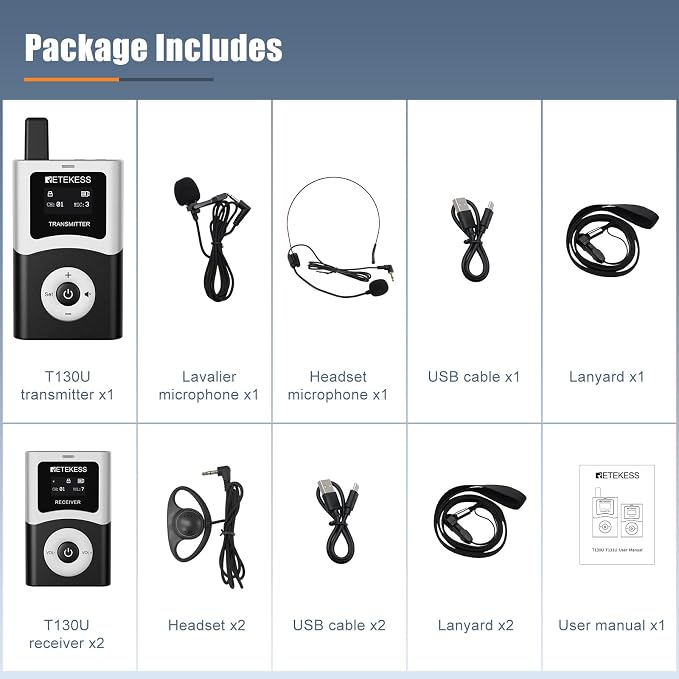 Retekess T130U Whisper Tour Guide System, Tour Guide Microphone and Speaker