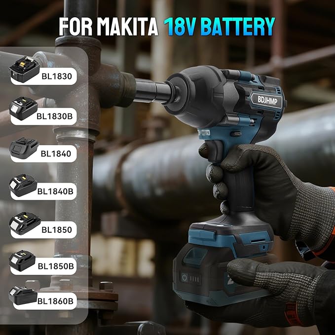 Cordless Impact Wrench 1/2 Inch, 1500 N.m/1106ft-lbs Brushless Impact Wrench Gun Compatible with Makita Battery (No Battery), Electric Power Impact Driver for Car Home