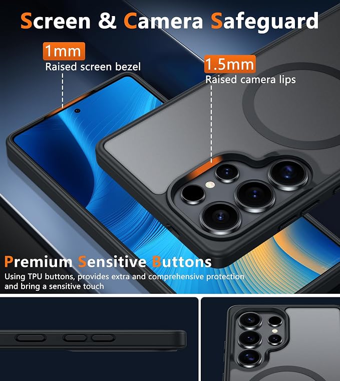 FNTCASE for Samsung Galaxy S25-Ultra Case: Magnetic Matte Military Grade Drop