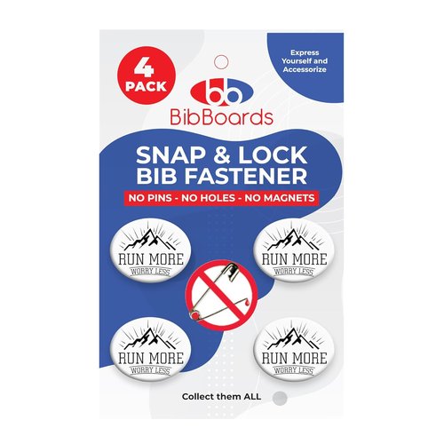 bibSNAPS Race Bib Clips - Secure Fasteners for Running, Marathon & Cycling Events | Easy Snap & Lock (4pcs)