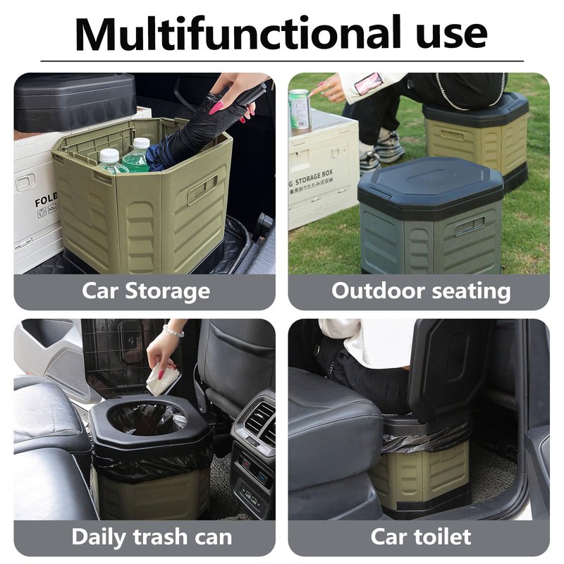 RWORCP Portable Camping Toilet, Portable Travel Folding Toilet with Lid for Adults and Kids, Portable Potty for Camping, Hiking, Car Travel,Truck, RV, Boating, Road Trips, Beach (Grey)