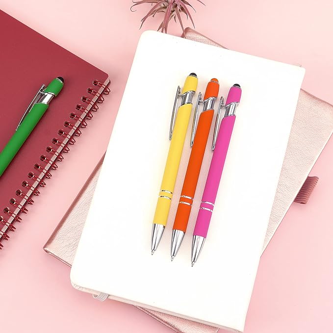 8 Pack Ballpoint Pen 2-in-1 Stylus Retractable Ballpoint Pen