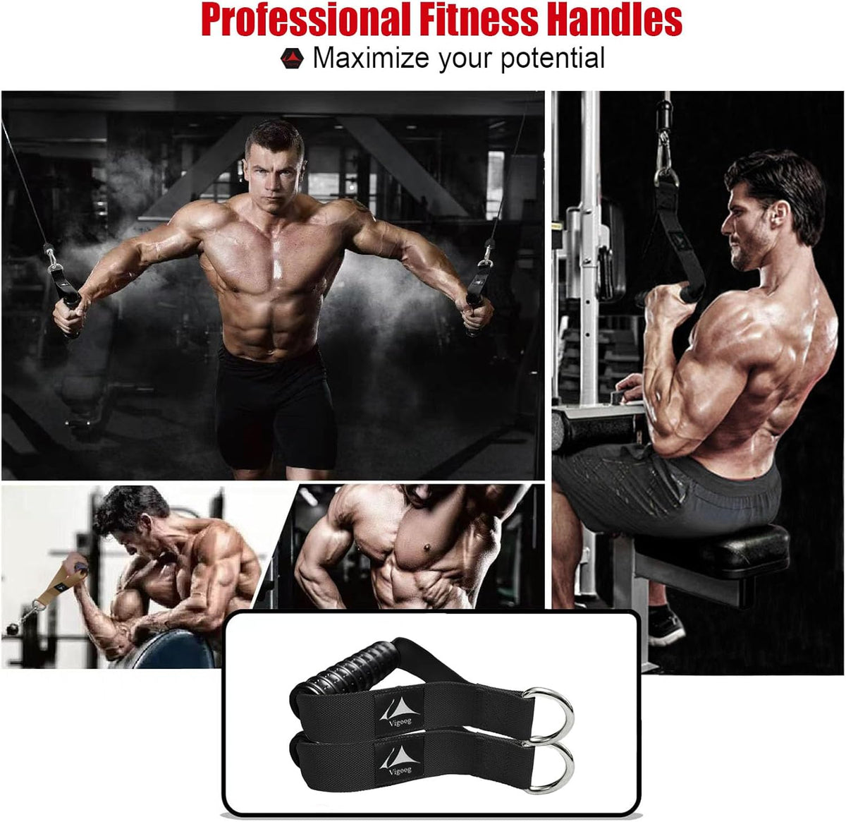 Skiennix Heavy Duty Gym Workout Handles - Comfortable Grip for Cable Machines & Resistance Bands | Home Exercise Equipment