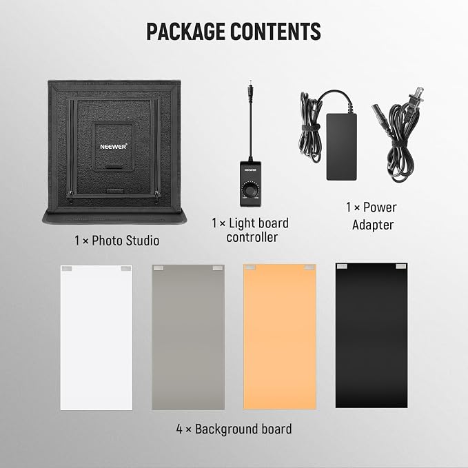 NEEWER 50W Upgraded Photo Studio Light Box, 4 Backdrops, 5600K 192 LEDs