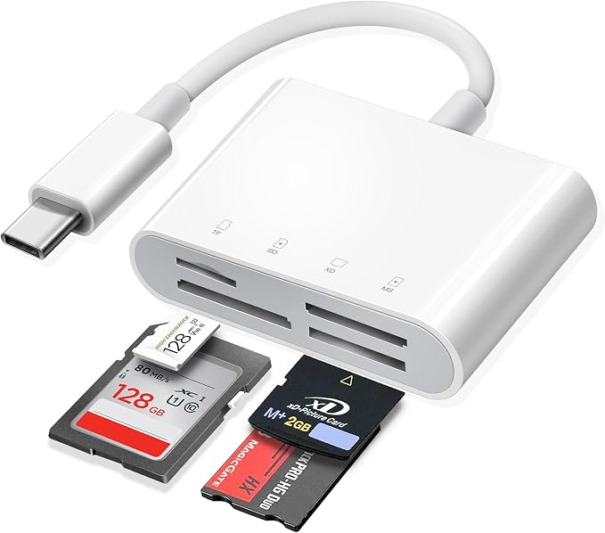 USB C SD Card Reader for iPhone 15 16/iPad/MacBook/Mac, xdgeLoad 4 Slots Type C