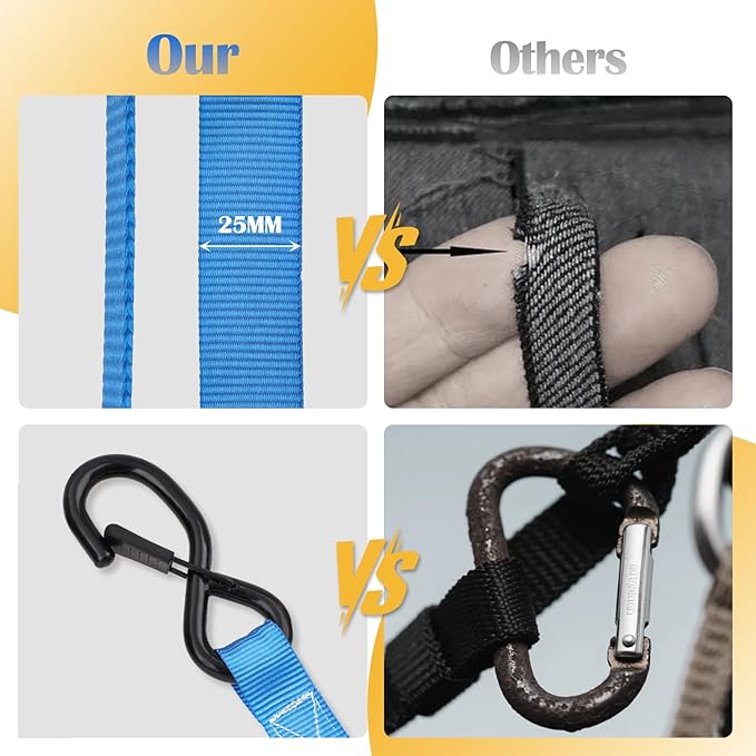 Ratchet Straps 4 Pack - 1,826 Lbs Break Strength 1 in x 15 Ft Medium Duty Ratchet Tie Down Straps with S Hooks Set for Truck, Cargo Van, Trailer, Motorcycle (Blue)