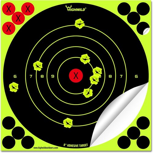 Highwild Fluorescent Yellow Splatter Shooting Target Stickers - 8X8 Inch for Handguns, Rifles & More