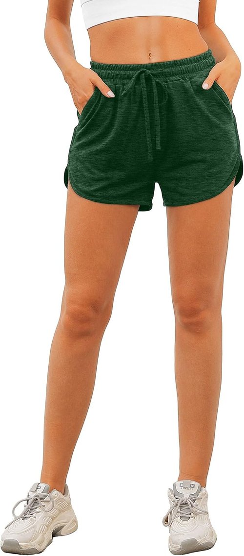 Aloodor Women's Athletic Running Shorts - Comfortable Dolphin Style with Pockets & Drawstring