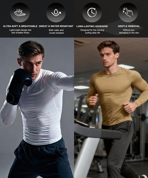 LUXYSOUL Men Nipple Covers for Running 100Pcs Anti Chafing Tape for Marathon - No Show Guards, Sweatproof Protection Beige White