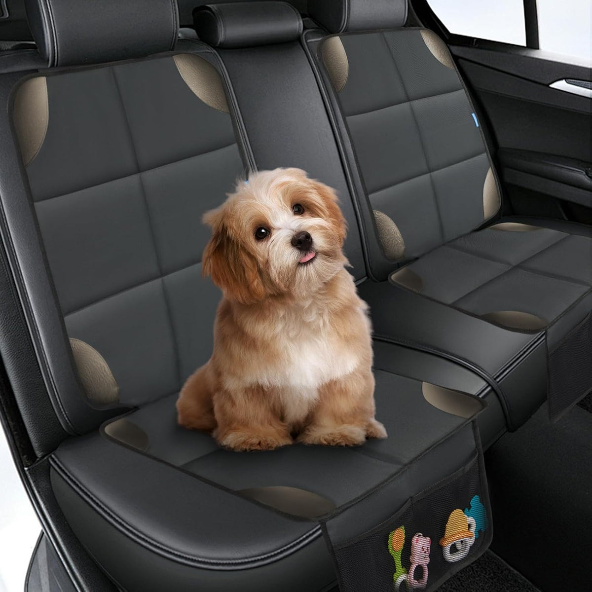 Car Seat Protector for Child Carseat, 1 Pack Protect Car Seats Cover for Baby with Thickest Padding and Non-Slip Padded Backing Mesh Pockets Kids Pets Car Back Seat Protectors(Darkgrey)