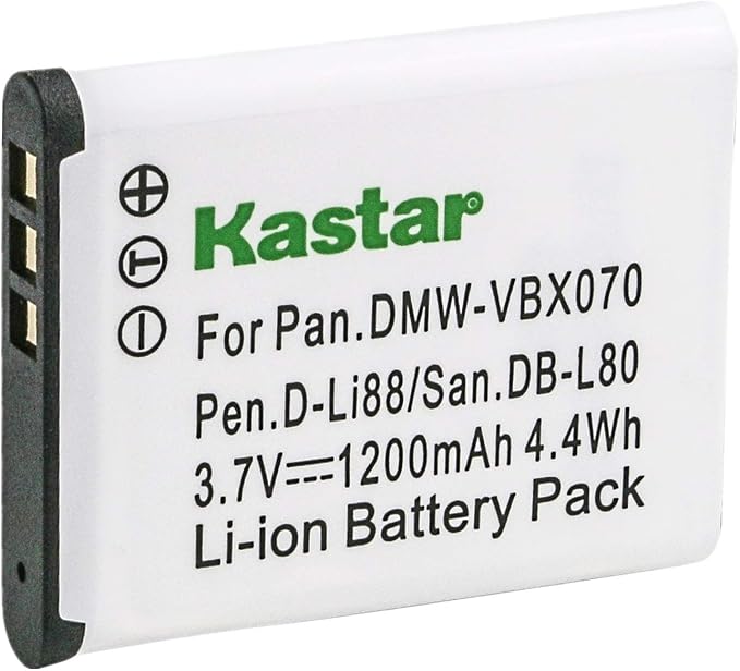 Kastar VBX070 Battery 2 Pack for Pentax D-Li88 Panasonic VW-VBX070 Sanyo DB-L80
