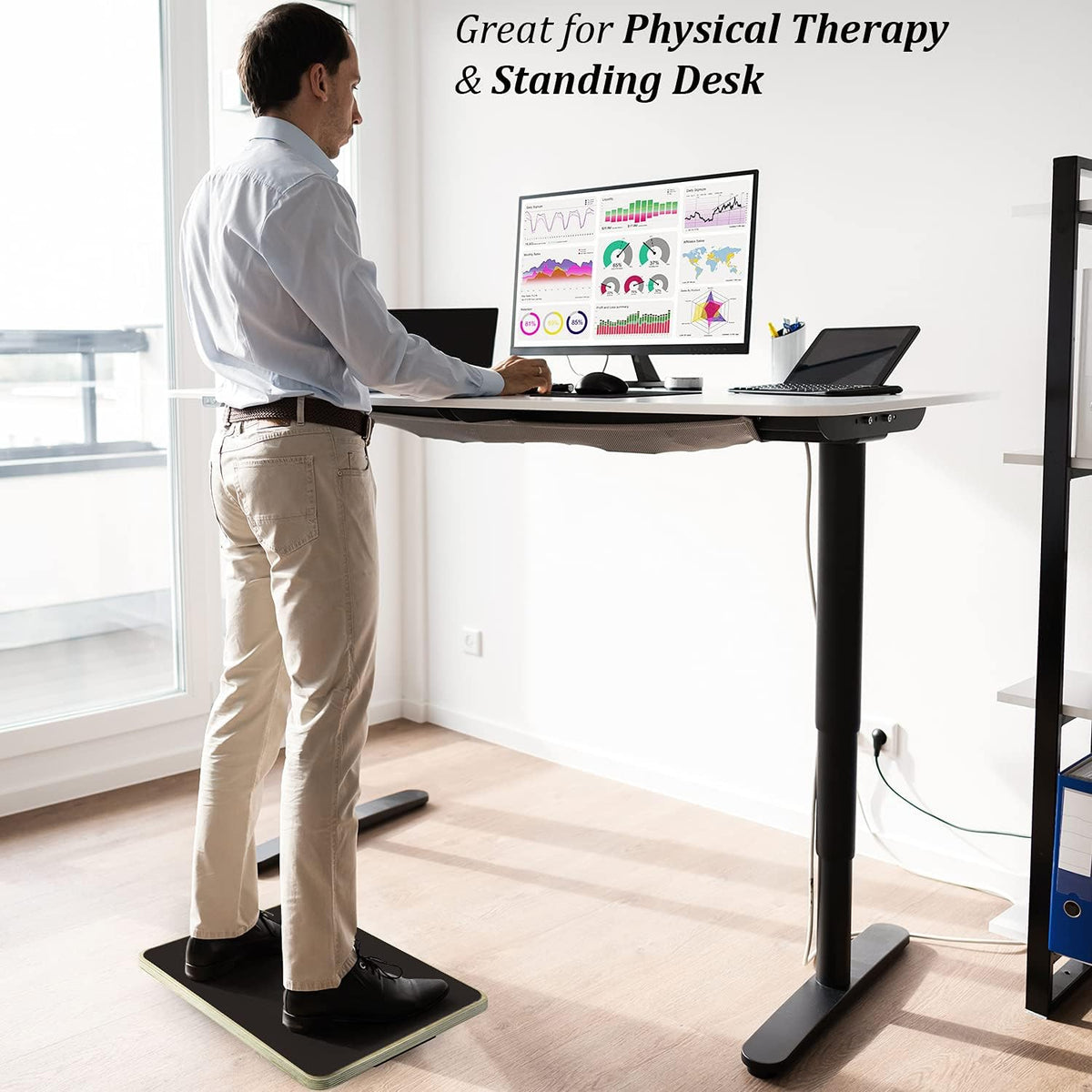 Yes4All 350LBS Professional Wooden Balance Board - Anti-Slip Wobble Board for Leg Workouts | Ideal for Standing Desks