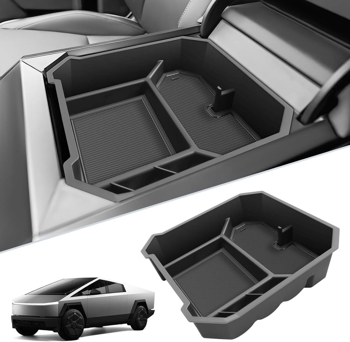 SKTU 2024 2025 2026 Tesla Cybertruck Center Console Organizer 2024 2025 2026 Cybertruck Console Tray 2025 Cybertruck Cyberbeast/AWD Armrest Organizer Cybertruck Accessories with Coin Holder