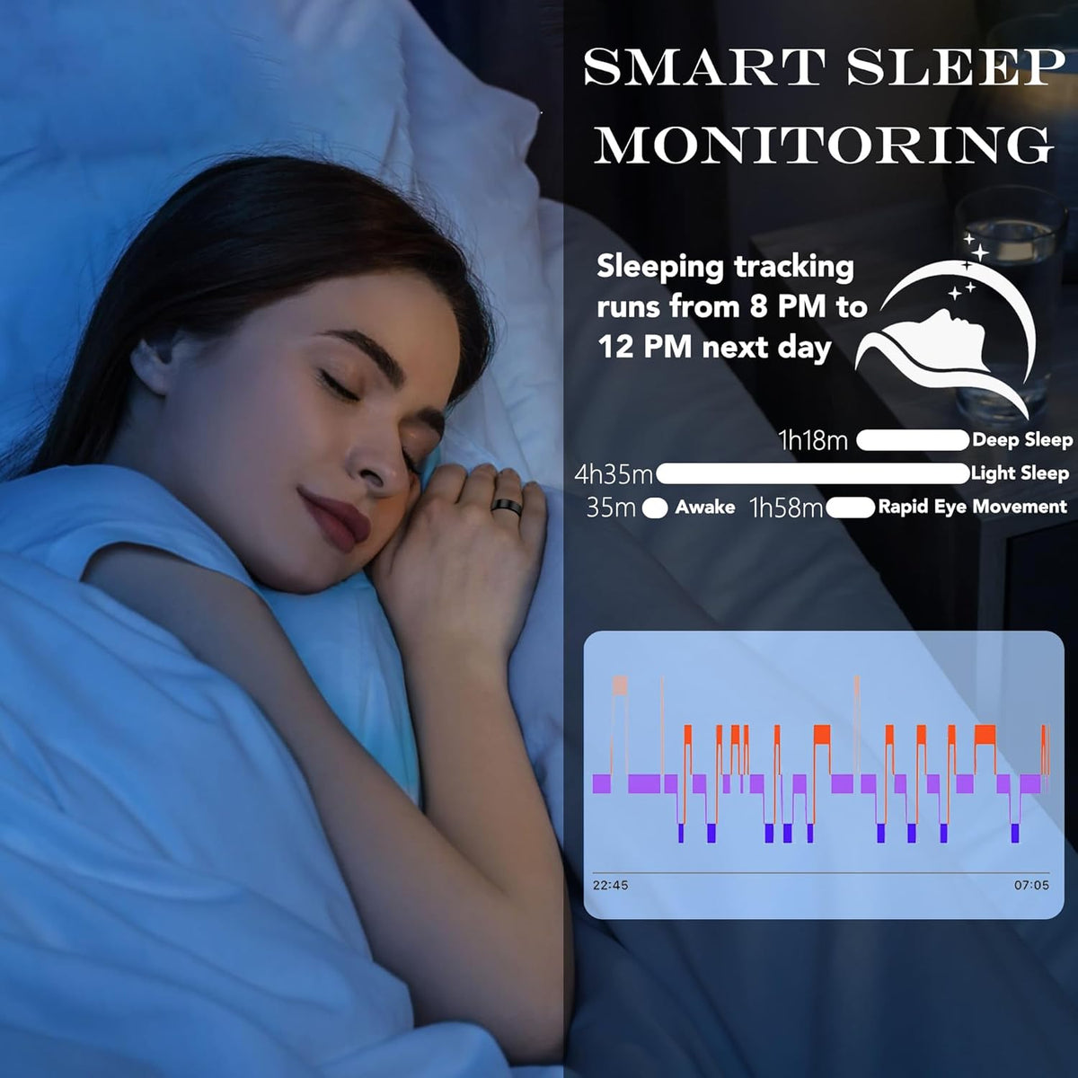 Smart Health Ring | Fitness Tracker for Men & Women - Heart Rate, Blood Oxygen, Sleep Monitoring, IP68 Waterproof, Silver 13