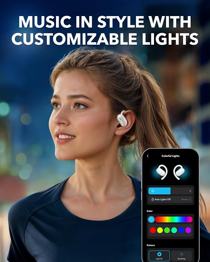 Soundcore V20i by Anker Open Ear Earbuds, Open Ear Headphones True Wireless | Adjustable Hooks, Ultra-Comfort, Snug Fit, Power Sound, Clear Calls, IP55, 36H Playtime, Bluetooth 5.4, Multipoint Connection