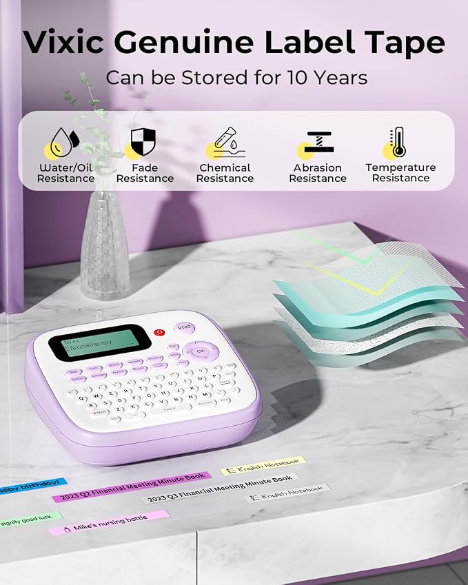 Vixic Label Maker Machine with Tapes, D210S Portable Label Maker, Label Maker