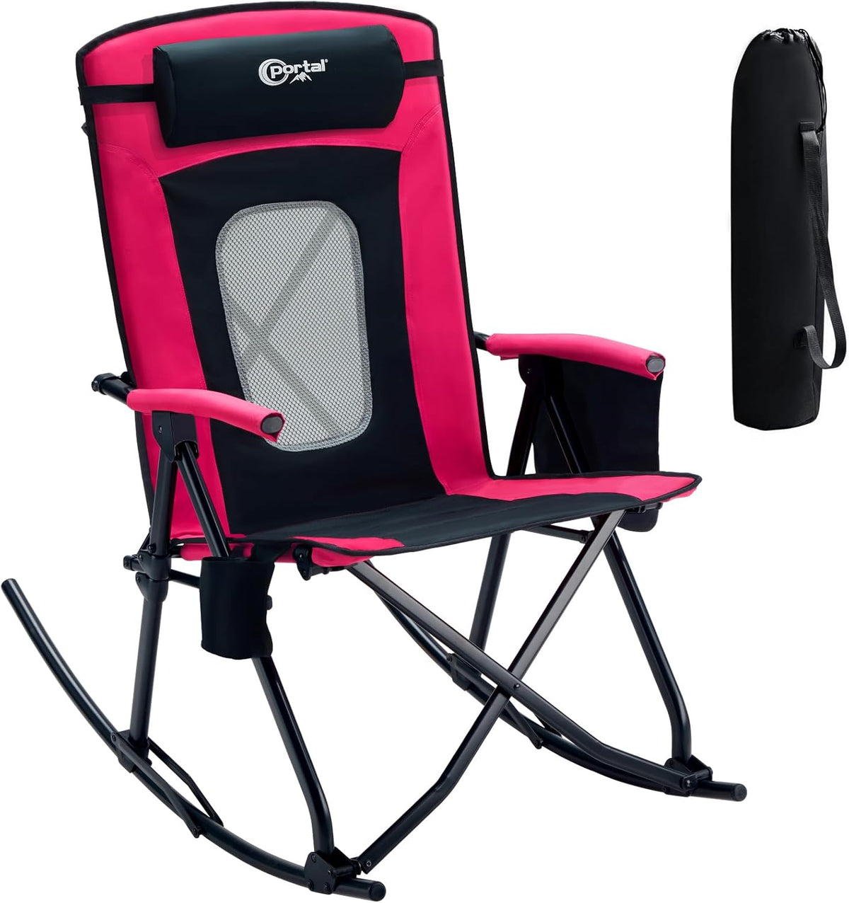 PORTAL Oversized Folding Rocking Camping Chair - Portable Outdoor Rocker with High Back & Carry Bag, Supports 400 lbs