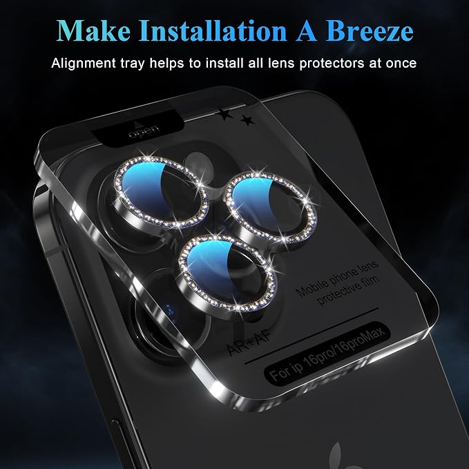 YWXTW Designed for iPhone 16 Pro/iPhone 16 Pro Max Camera Lens Protector Bling