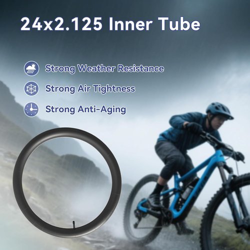 24-Inch Bike Tube - 2-Pack Schrader Valve Bicycle Tubes for 24x2.125 to 24x2.40 Sizes | Durable & Reliable