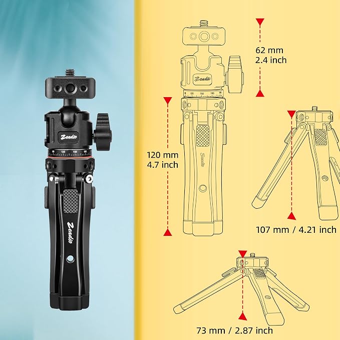 Zeadio Heavy Metal Tripod Kit: 1/4" Screw Adapter Tripod Mount
