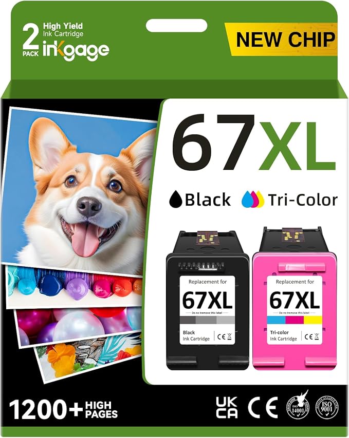 67XL Ink Cartridges Black/Color Combo Pack Compatible