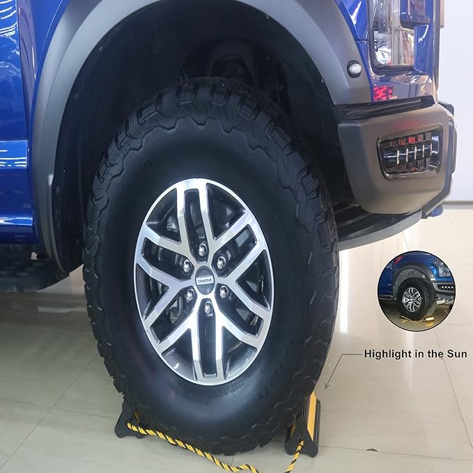 Wheel Chocks Rubber Heavy Duty Trailer Wheel Chocks with Yellow Reflective Visibility Tape and Yellow Nylon Rope 8.27" x 4.53" x 3.94" (Comes with Spare Yellow Reflective Strip)
