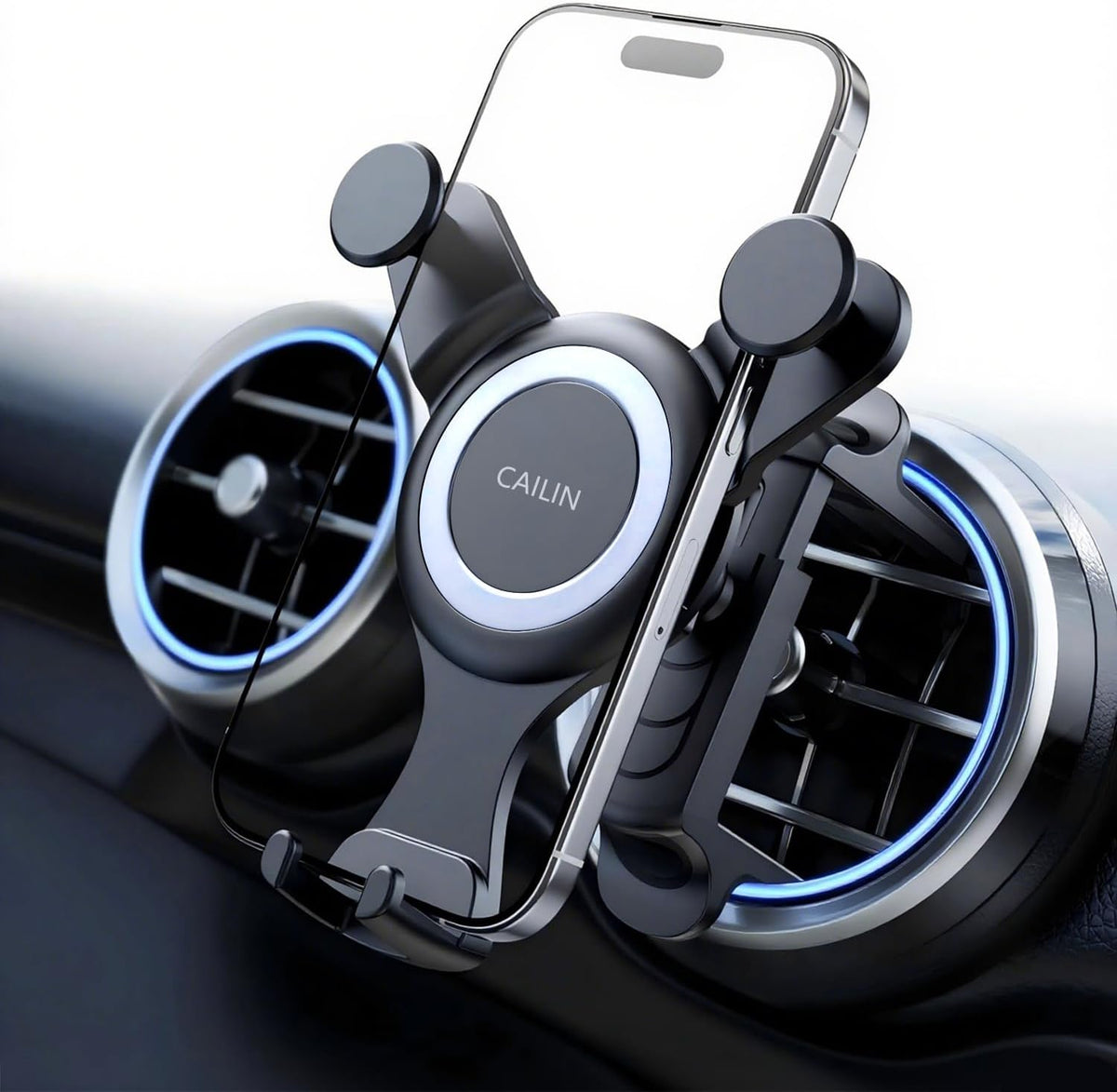 ICAILIN Car Phone Holder Mount for Round Air Vent, Universal Circular Vent Cell Phone Mount Compatible with Mercedes Benz A/B/C/E/S/GLC Class, Jeep Wrangler, Mini Cooper, Fits iPhone & Samsung
