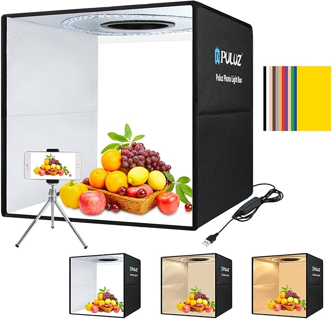 PULUZ Photo Light Box, Tri-Color Dimmable Light Shooting Tent Box