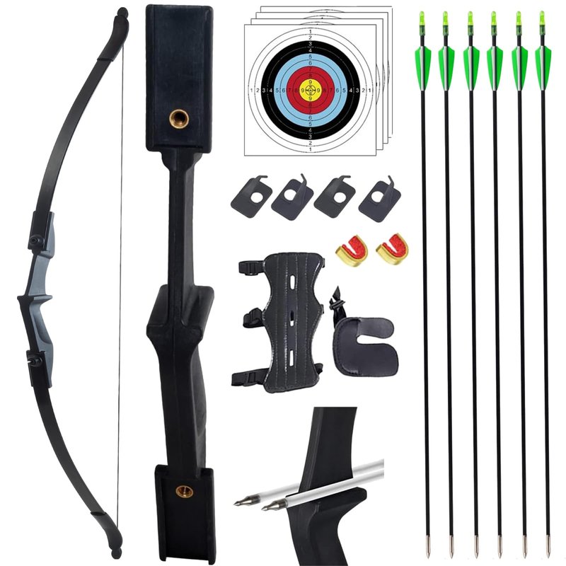 SOPOGER Recurve Bow and Arrow Set for Adults & Youth 20 30 40lb, Takedown Archery Kit for Beginners Right & Left Handed Outdoor Target Practice & Training (20 LBS)