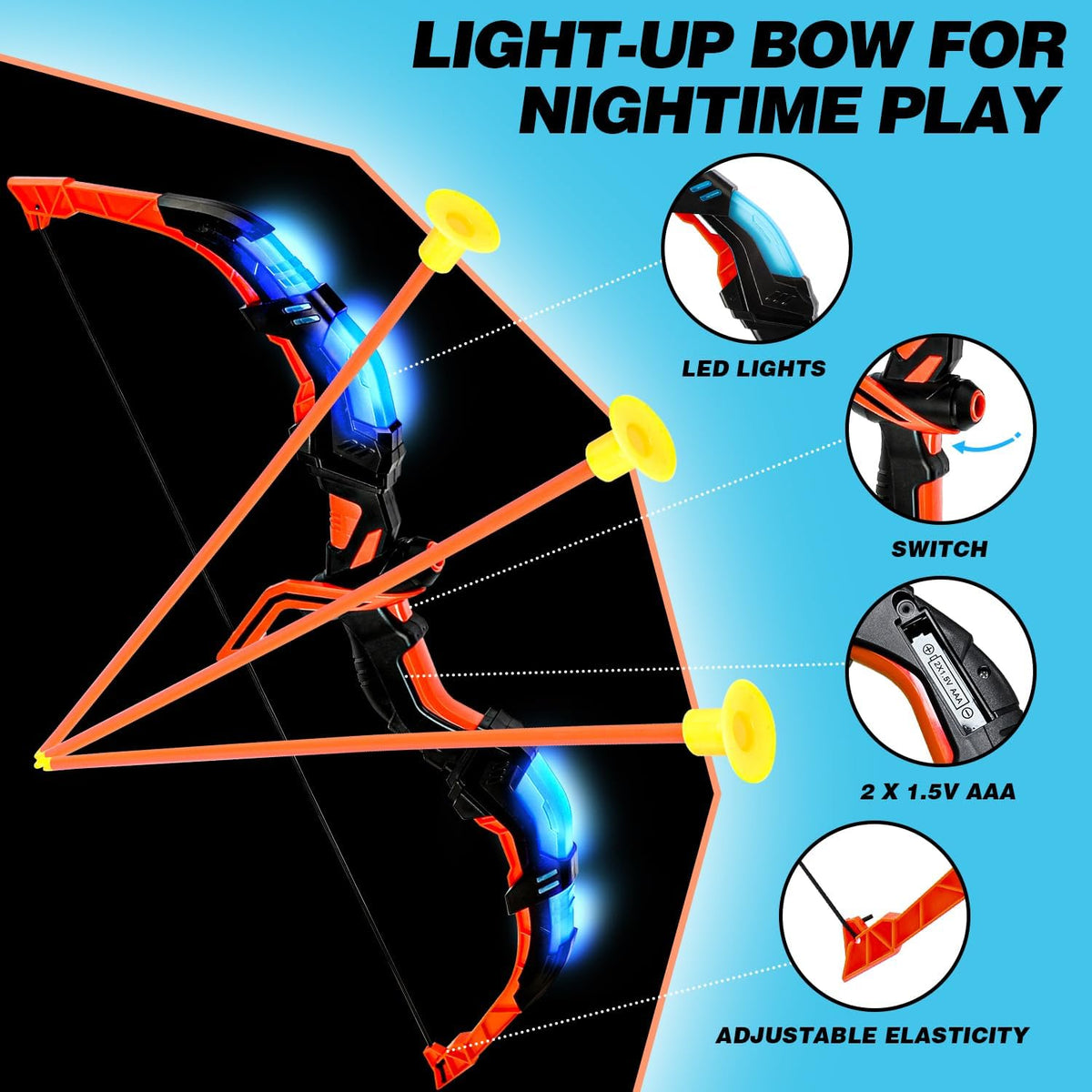 TOY Life Bow and Arrow Set - Light Up Archery Toys for Kids Ages 4-12 | Includes Targets & Perfect Gift