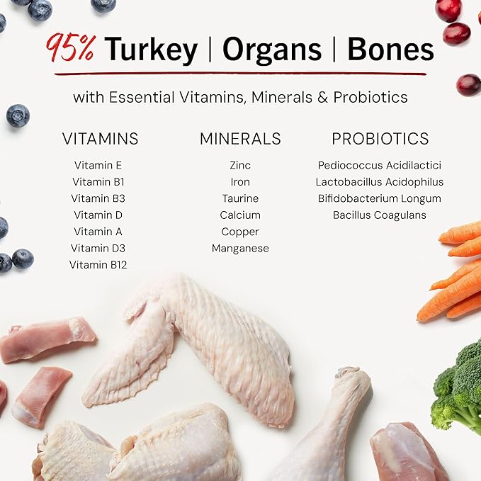 Stella & Chewy's Freeze-Dried Raw Tantalizing Turkey Meal Mixers- Dog Food Topper and Mixer - Made with 95% Cage-Free Turkey, Organs & Bone - Perfect for Picky Eaters - Grain-Free - 3.5 oz