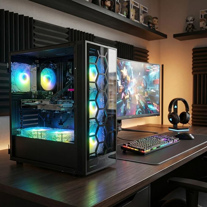 STGAubron Gaming PC Desktop,Core I7,RTX 3050 6G,32G RAM,1TB SSD | Gaming Computer Tower for Streaming,Video Editing,Home,School,I7 up to 3.9G,ARGB Fan,WiFi 6,BT 5.0,4K DP,HDMI,Win11 Home