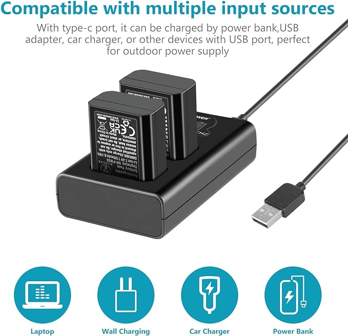 NEEWER NP-FW50 Camera Battery Charger Set Compatible