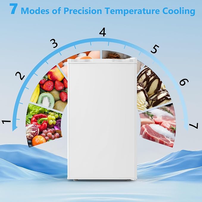 COWSAR 3.1 Cu.ft Mini Dorm Fridge for Bedroom Apartment Office, White | Reversible Single Door, Adjustable Thermostat, Energy Saving, Remove Glass Shelves, Compact Small Fridge for College Dorm