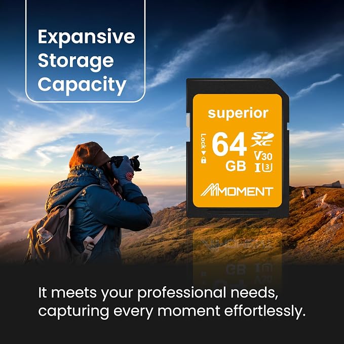 MMOMENT 64GB Full-Size SD Card UHS-I U3 V30 Class 10 High Speed SDXC – Up to