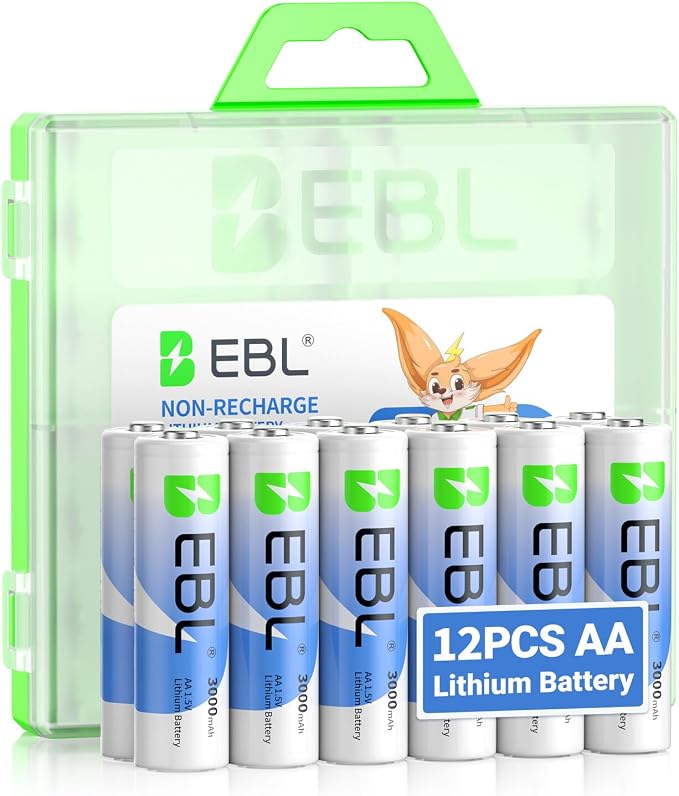 EBL AA Lithium Batteries 12 Pack, 3000mAh 1.5V High-Capacity Non-Rechargeable