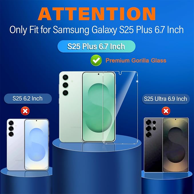firtstnow 3 Pack for Samsung Galaxy S25 Plus Screen Protector Tempered Glass +