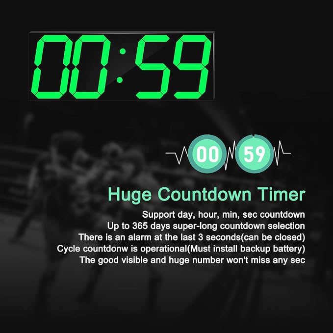 CHKOSDA LED Large Digital Wall Clock, Oversize Wall Clock