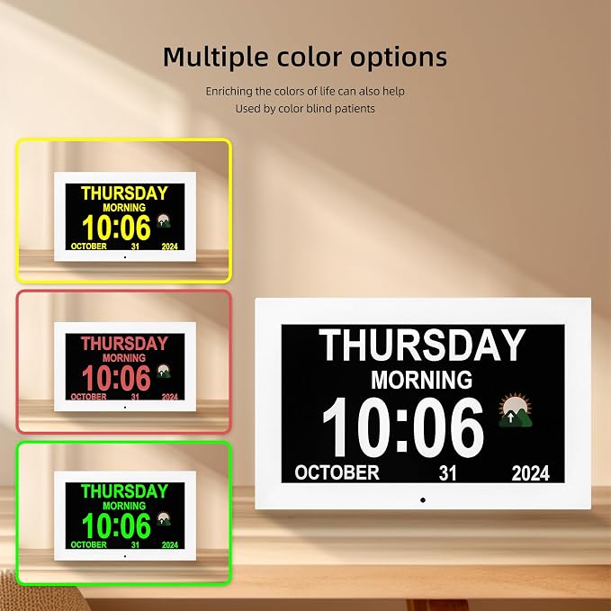 Dementia Clock with 12 sets of alarms paired with 20 usage scenarios, Large