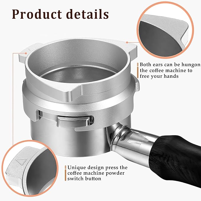 YFWOOD 54mm Dosing Funnel and Puck Screen Set, Lightweight Aluminum Espresso Funnel, for Breville Barista Portafilters,Hands-Free Coffee Accessrioes, Silver